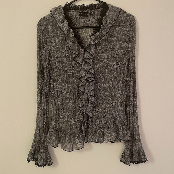 Y2K sheer ruffle blouse - Picture 1 of 5